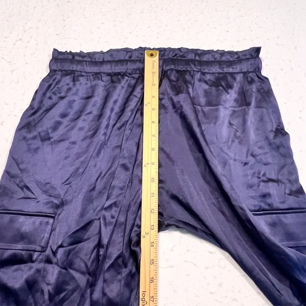 CAMI NYC Carmen Cargo Pant Navy Blue Stretch Silk Blend Charmeuse Women's Medium